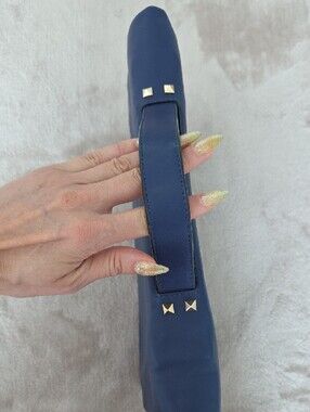 Valentino Navy Leather Ipad /Tablet  Fold-Over Messenger with Zip Pocket